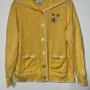Breckenridge Petite Yellow Cardigan w/ Hood Stars Sailboat PL